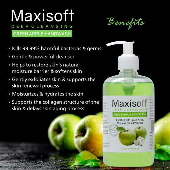 Maxisoft Natural Green Apple Deep Cleansing <strong>Hand Wash</strong> 500 ml 06